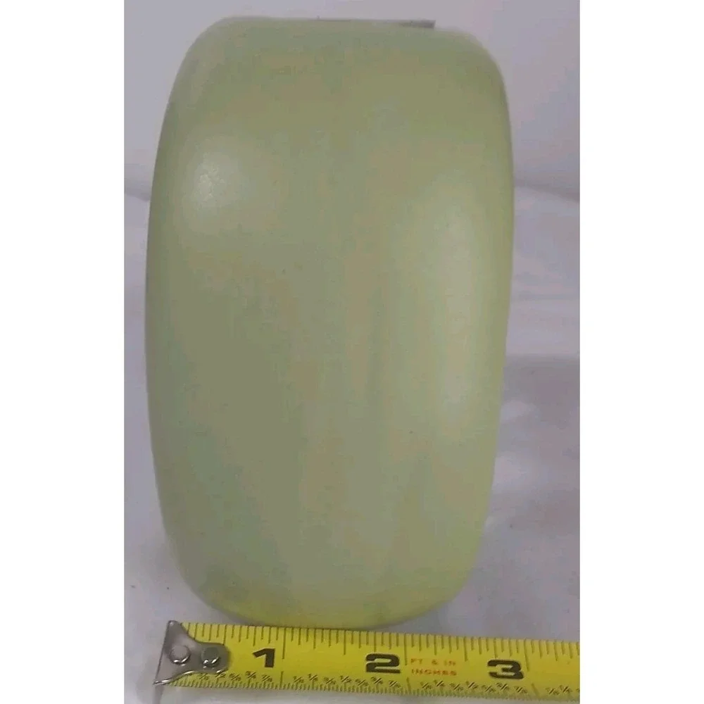 Circular Bud Vases (3) Ceramic Green Plastic Insert Art Deco MCM‎ 5 Inch